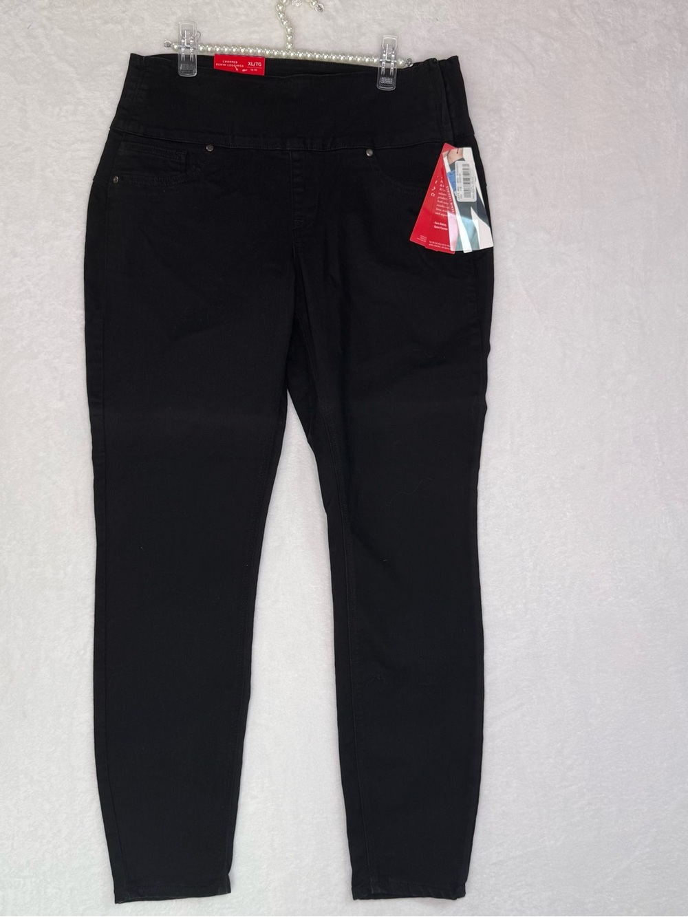 Spanx Women’s Cropped Denim Skinny In Pointe Black Leggings Size XLarge NWT